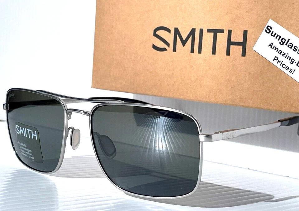 Smith Optics OUTCOME Matte Silver Carbonic POLARIZED Platinum Mirror Lens Sunglass