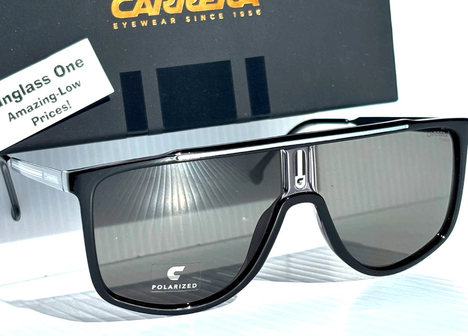 CARRERA Shiny Black Frame POLARIZED Grey Lens Sunglass 1056/S 08AM9