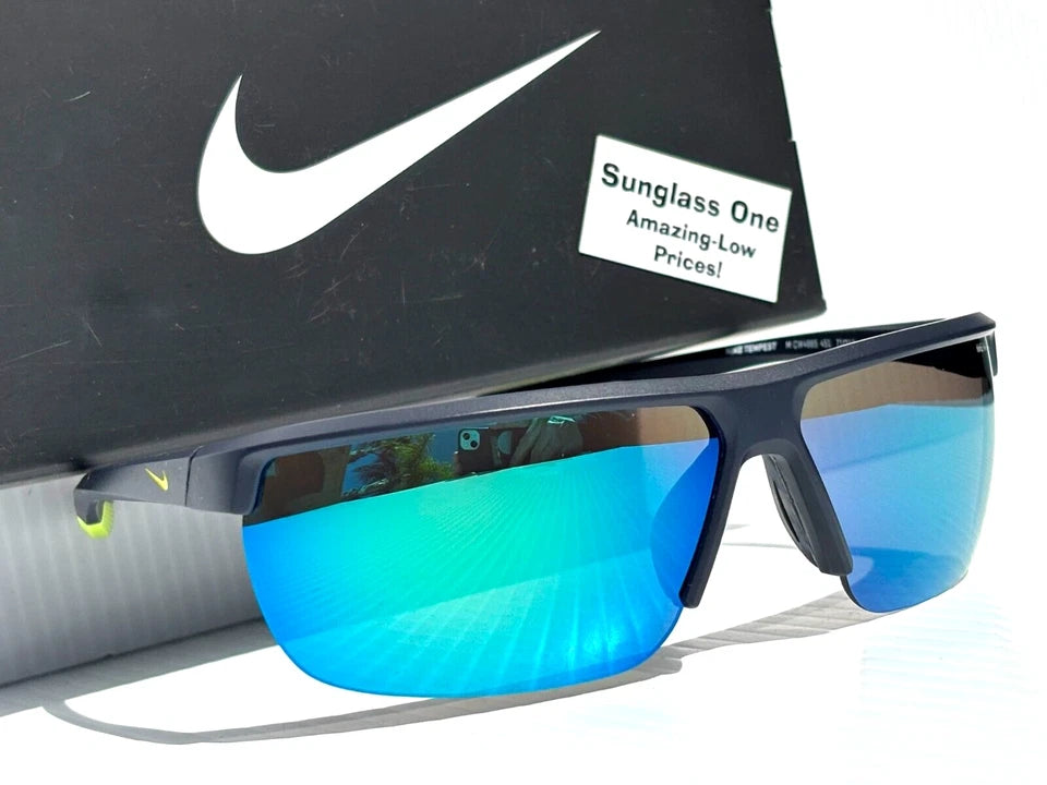 NIKE TEMPEST M Obsidian Bright Cactus Frame Green Mirror Sunglass CW4665 451