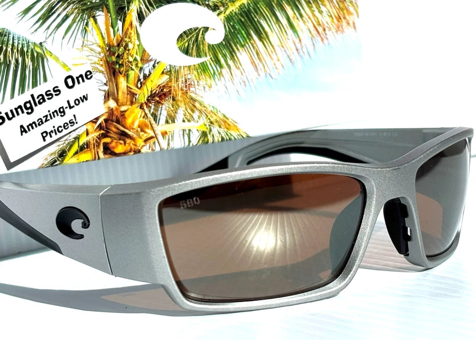 Costa Del Mar CORBINA PRO Silver Metallic POLARIZED Copper 580G GLASS Lens Sunglass 9109-08