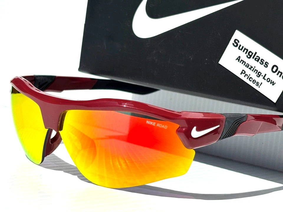 Nike SHOW X3 Team Burgundy Frame Red Mirror Road Tint Lens Sunglass DN9252 677