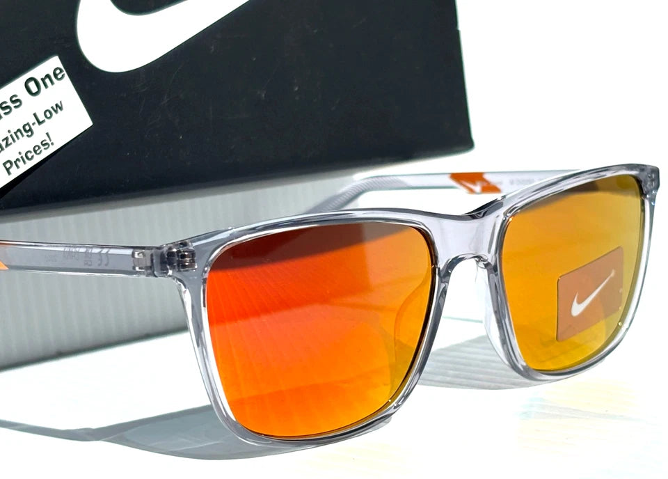 NIKE STATE Wolf Grey Clear UV PROTECTIVE Orange Mirror Lens Sunglass DV2291 012
