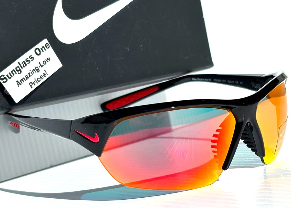 NIKE SKYLON ACE Charcoal Black MAX Optics Red Mirror Lens Sunglass FQ4684 010