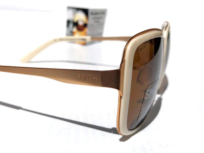 Smith Optics AVELINE White Gold ChromaPop POLARIZED Brown Lens Sunglass