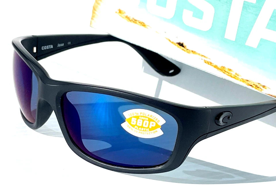 COSTA Del Mar JOSE Blackout POLARIZED Blue Mirror 580P Lens Sunglass JO 01 OBMP