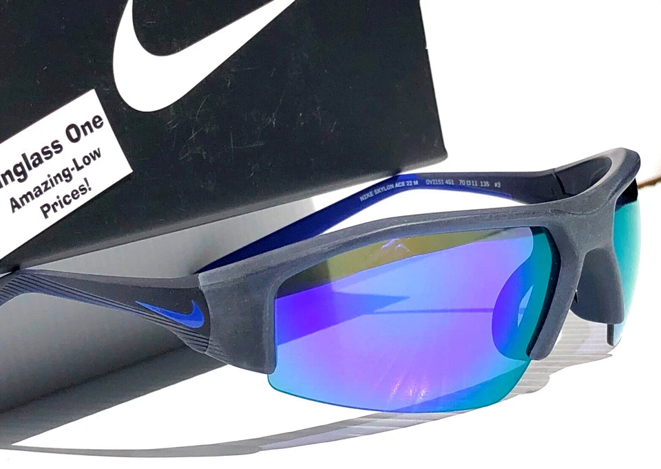 Nike SKYLON ACE 22 Obsidian GRAY Frame Violet Mirror Lens Sunglass DV2151 451