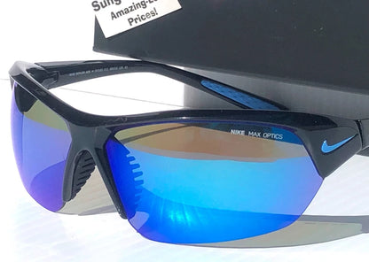NIKE SKYLON ACE Black MAX Optics Blue Mirror Lens Sunglass DV2163 011