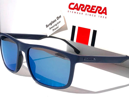 CARRERA Matte Blue Frame Blue Mirror Lens Sunglass 8047/S PJPXT