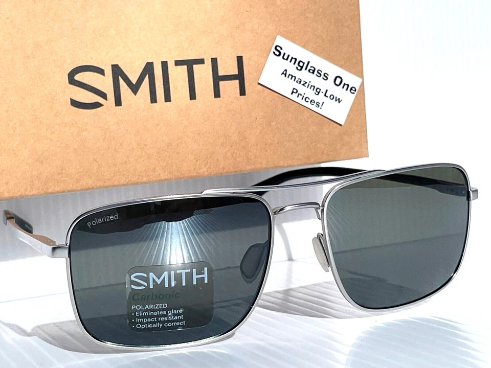 Smith Optics OUTCOME Matte Silver Carbonic POLARIZED Platinum Mirror Lens Sunglass