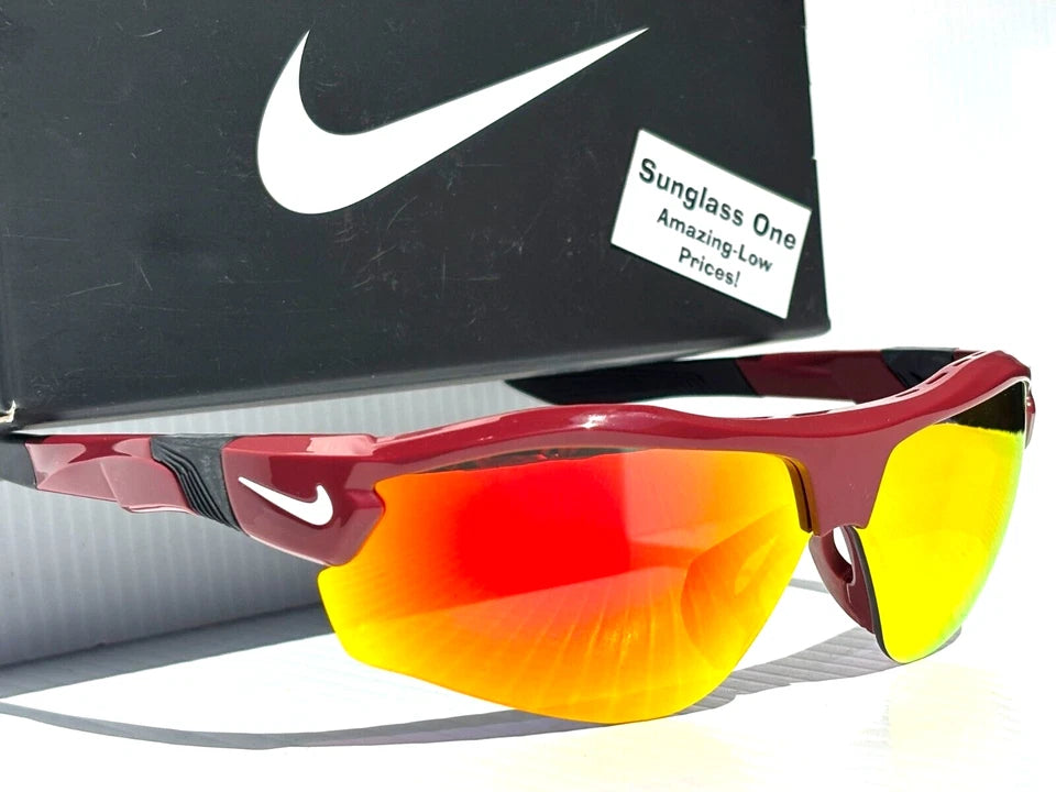 Nike SHOW X3 Team Burgundy Frame Red Mirror Road Tint Lens Sunglass DN9252 677