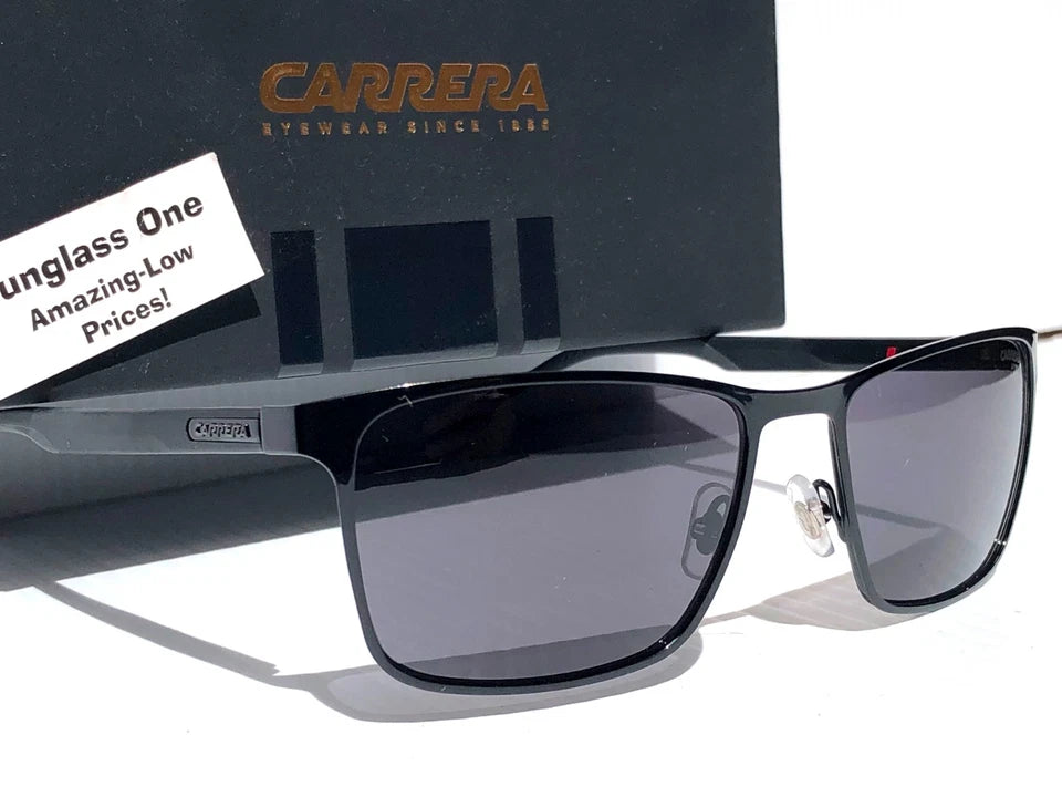 CARRERA Shiny Black Metal Frame Grey Lens Sunglass 8048/S 807IR