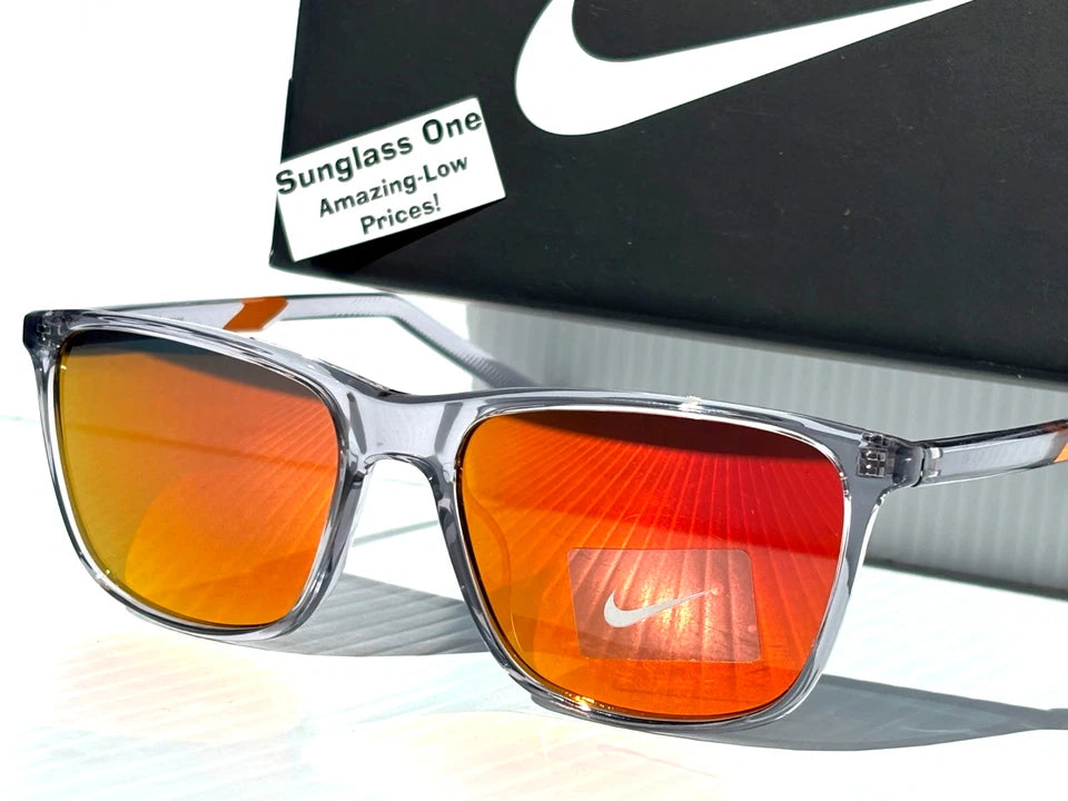 NIKE STATE Wolf Grey Clear UV PROTECTIVE Orange Mirror Lens Sunglass DV2291 012