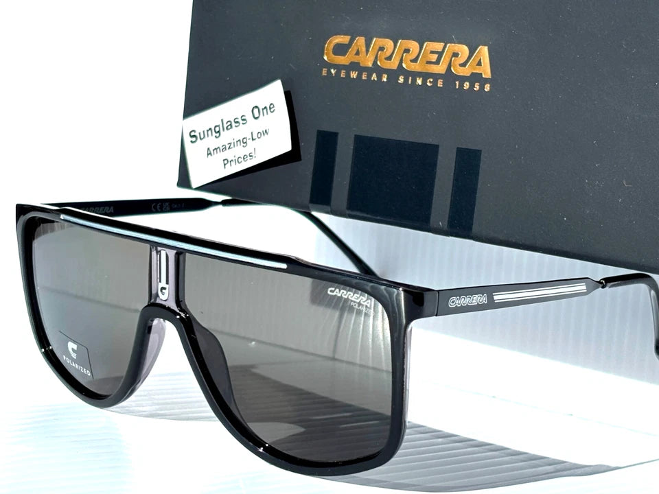 CARRERA Shiny Black Frame POLARIZED Grey Lens Sunglass 1056/S 08AM9