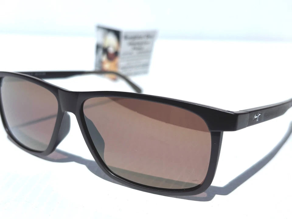 Maui Jim PULAMA Matte Brown POLARIZED ST Bronze GLASS Lens Sunglass H618-01