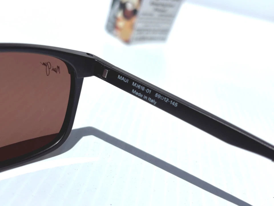 Maui Jim PULAMA Matte Brown POLARIZED ST Bronze GLASS Lens Sunglass H618-01
