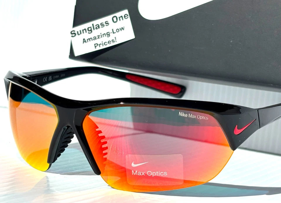 NIKE SKYLON ACE Charcoal Black MAX Optics Red Mirror Lens Sunglass FQ4684 010