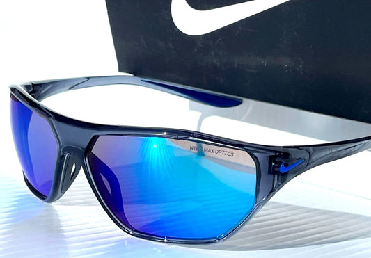 Nike AERO DRIFT Shiny Crystal Blue Frame Blue Mirror Sunglass DQ0997 021