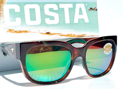 COSTA DEL MAR WATERWOMAN Palm Tortoise POLARIZED Green Mirror 580P Lens Sunglass WTW 250