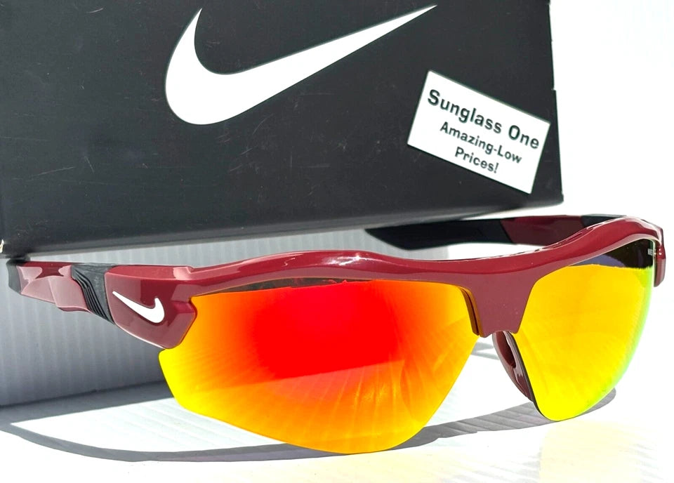 Nike SHOW X3 Team Burgundy Frame Red Mirror Road Tint Lens Sunglass DN9252 677