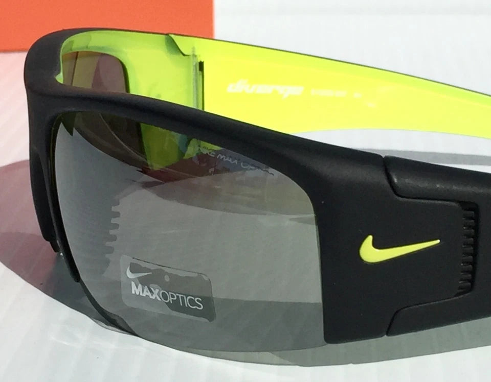Nike DIVERGE Black Matte Wrap Yellow Gray Frame Silver Flash Lens Sunglass EV0325 007