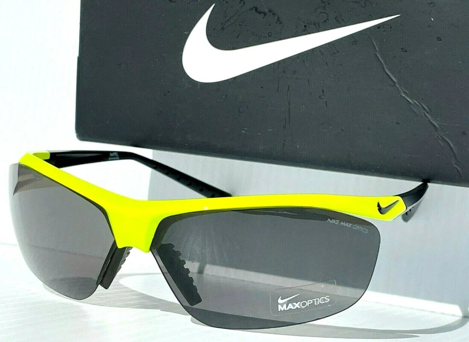 NIKE Impel Shiny Bright Yellow Semi-Rimless Grey Max lens Sunglass EV0474 705
