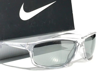 NIKE ADRENALINE Clear Grey MAX Optics Silver Mirror Lens Sunglass EV1112 900