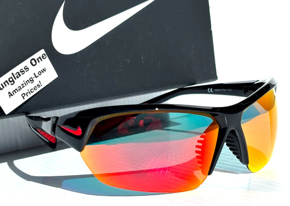 NIKE SKYLON ACE Black MAX Optics Red Mirror Lens Sunglass DV2163 010