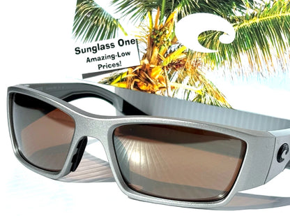 Costa Del Mar CORBINA PRO Silver Metallic POLARIZED Copper 580G GLASS Lens Sunglass 9109-08