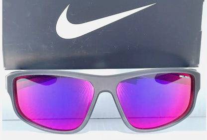 NIKE BRAZEN FUEL Matte Grey Frame Field Tint Red Lens Sunglass DJ0804 021