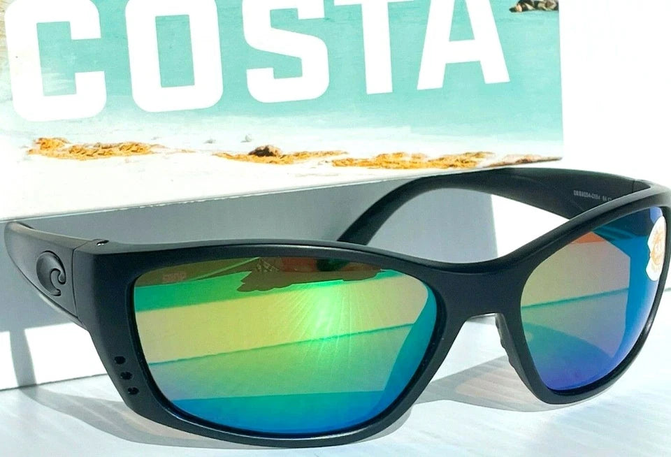 COSTA Del Mar FISCH Blackout POLARIZED Green Mirror 580P Lens Sunglass FS 01