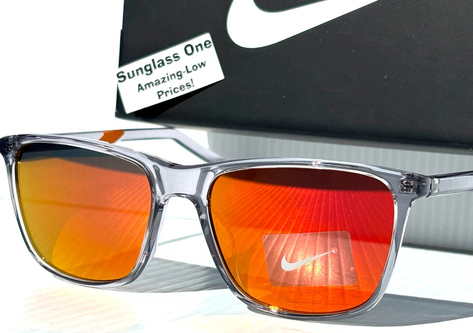 NIKE STATE Wolf Grey Clear UV PROTECTIVE Orange Mirror Lens Sunglass DV2291 012