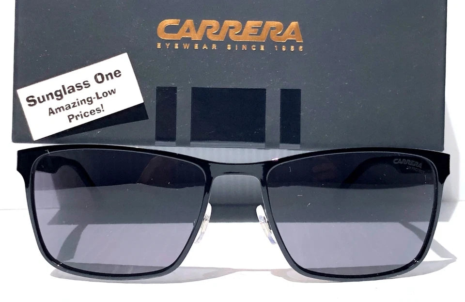 CARRERA Shiny Black Metal Frame Grey Lens Sunglass 8048/S 807IR