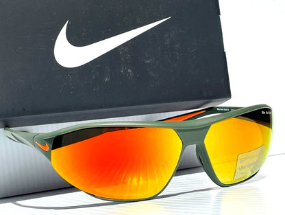 Nike AERO SWIFT Cargo Khaki Frame MAX Optics Orange Mirror Lens Sunglass DQ0993 325