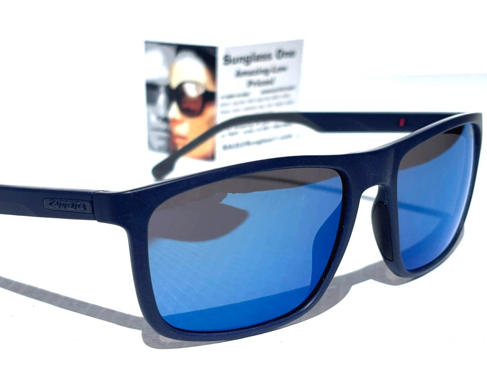 CARRERA Matte Blue Frame Blue Mirror Lens Sunglass 8047/S PJPXT