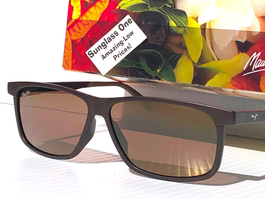 Maui Jim PULAMA Matte Brown POLARIZED ST Bronze GLASS Lens Sunglass H618-01