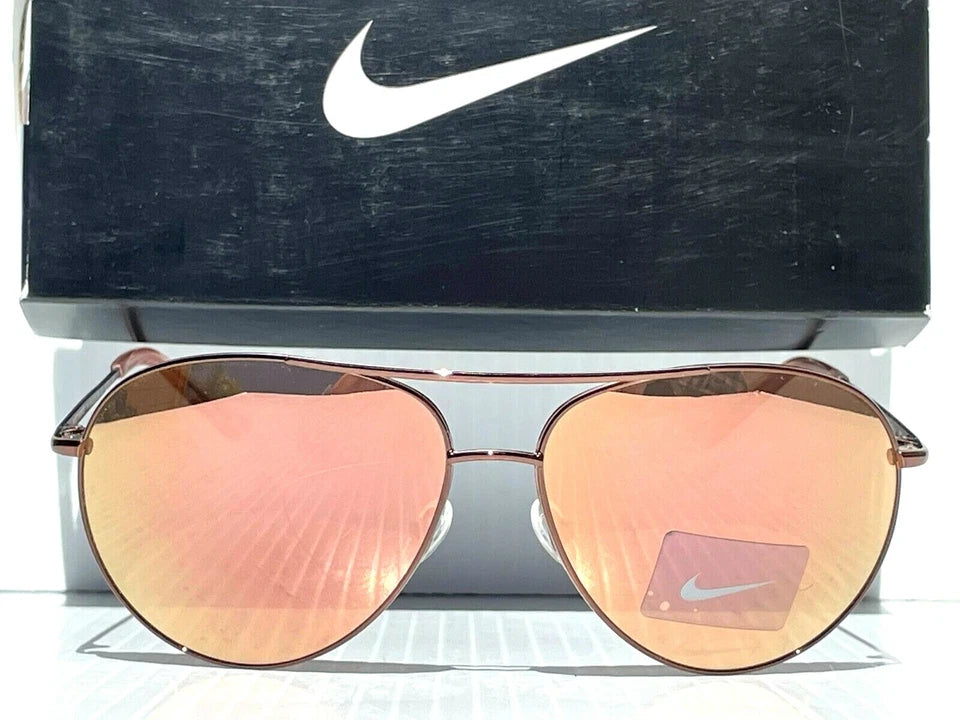 NIKE Chance ROSE GOLD 61mm Aviator Rose Gold Mirror Lens Women's Sunglass EV1218 266