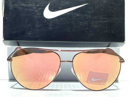 NIKE Chance ROSE GOLD 61mm Aviator Rose Gold Mirror Lens Women's Sunglass EV1218 266