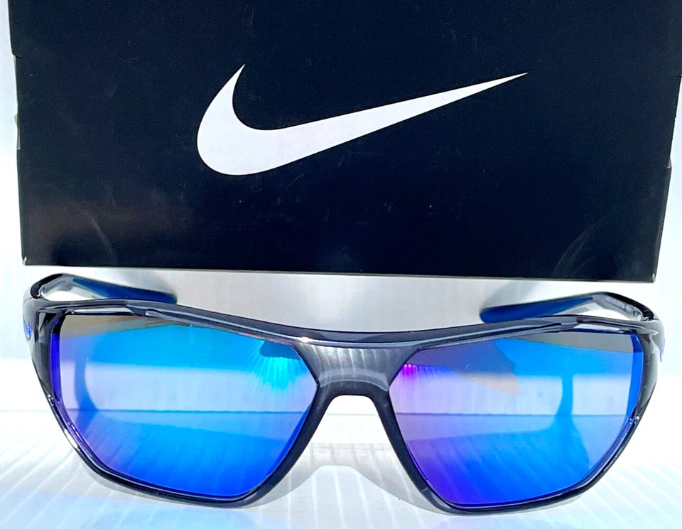 Nike AERO DRIFT Shiny Crystal Blue Frame Blue Mirror Sunglass DQ0997 021