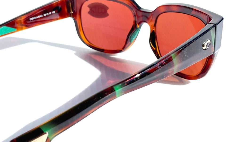 COSTA DEL MAR WATERWOMAN Palm Tortoise POLARIZED Green Mirror 580P Lens Sunglass WTW 250