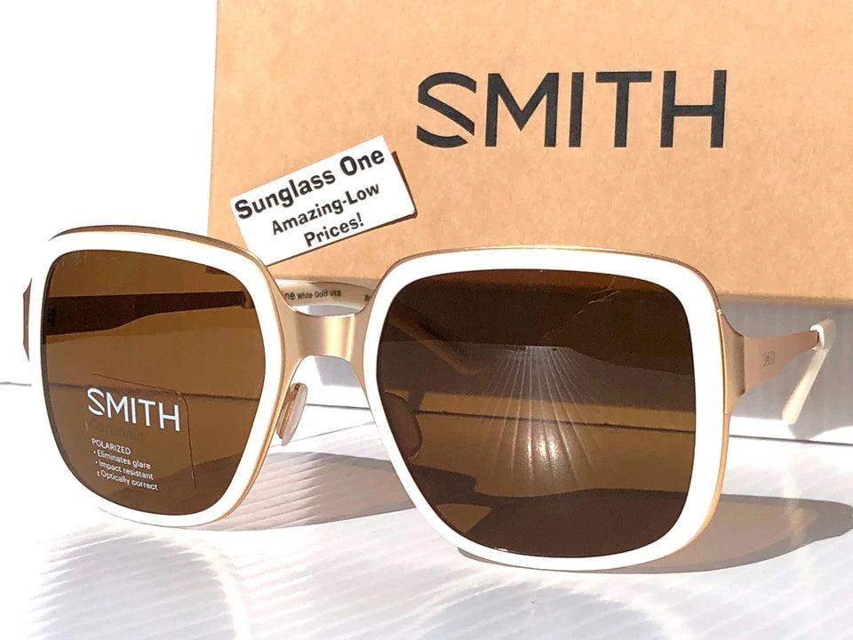Smith Optics AVELINE White Gold ChromaPop POLARIZED Brown Lens Sunglass