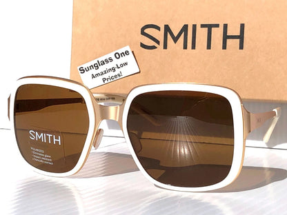 Smith Optics AVELINE White Gold ChromaPop POLARIZED Brown Lens Sunglass