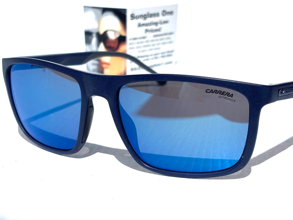 CARRERA Matte Blue Frame Blue Mirror Lens Sunglass 8047/S PJPXT