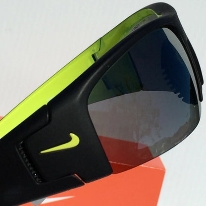 Nike DIVERGE Black Matte Wrap Yellow Gray Frame Silver Flash Lens Sunglass EV0325 007