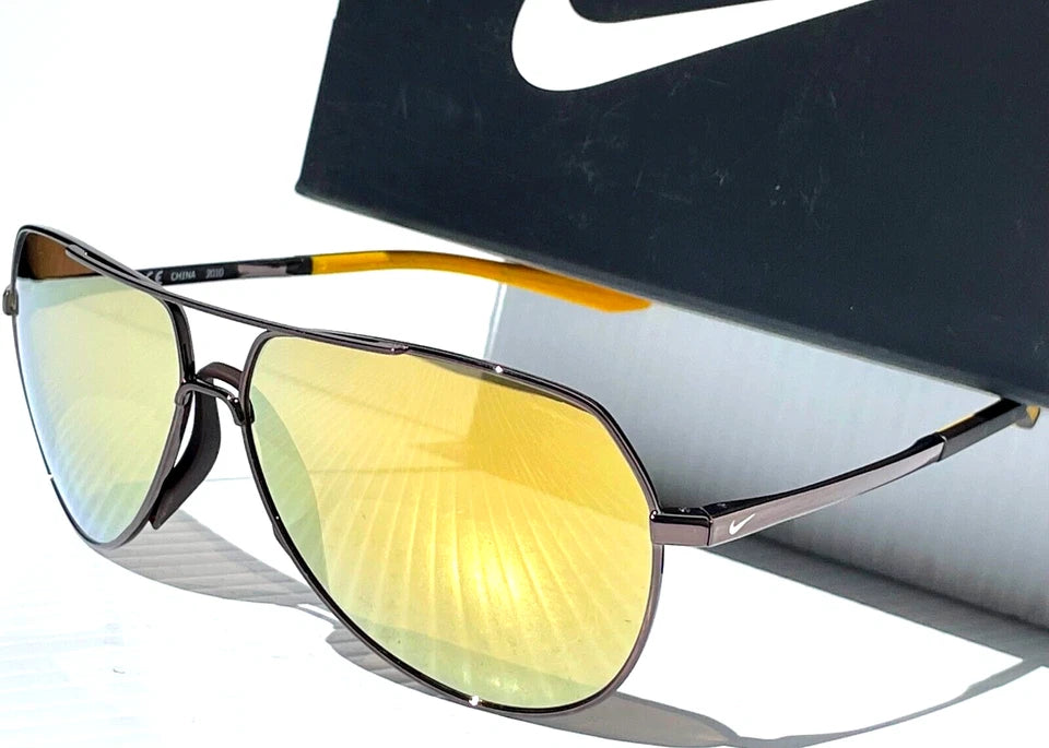 NIKE OUTRIDER M Gunmetal Frame Gold Mirror Lens Sunglass CW1300 902