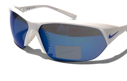 Nike SKYLON ACE Shiny White Frame UV PROTECTIVE Blue Mirror Lens Sunglass FQ4683 104
