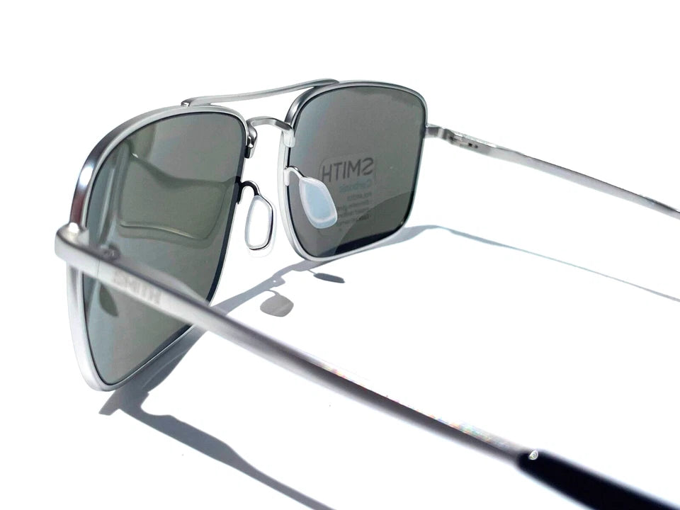Smith Optics OUTCOME Matte Silver Carbonic POLARIZED Platinum Mirror Lens Sunglass