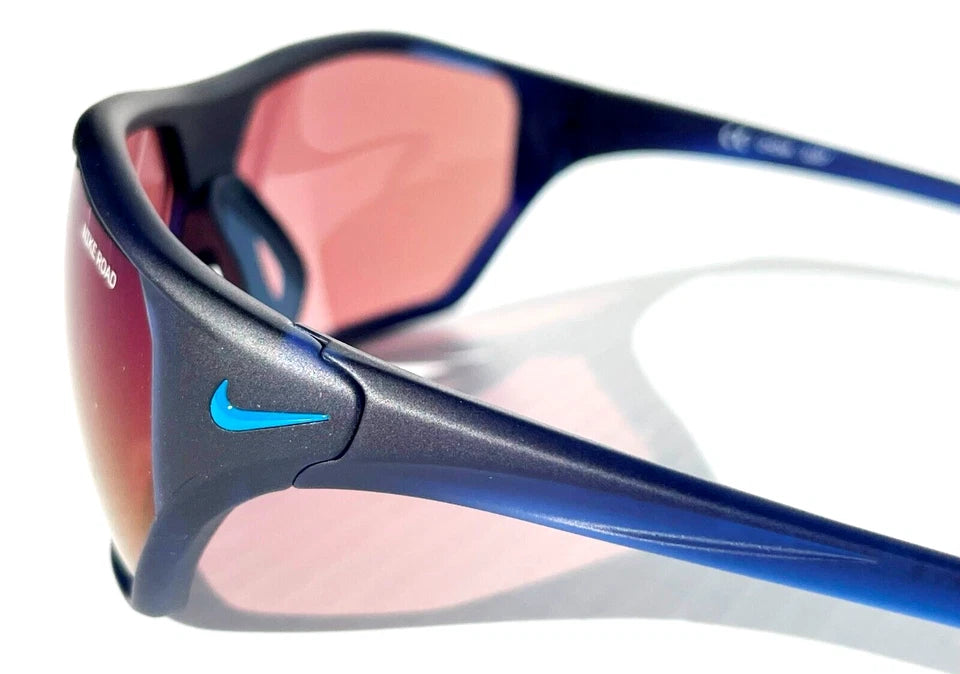 NIKE AERO DRIFT E Midnight Navy Frame Blue Mirror Road Lens Sunglass DQ0999 410