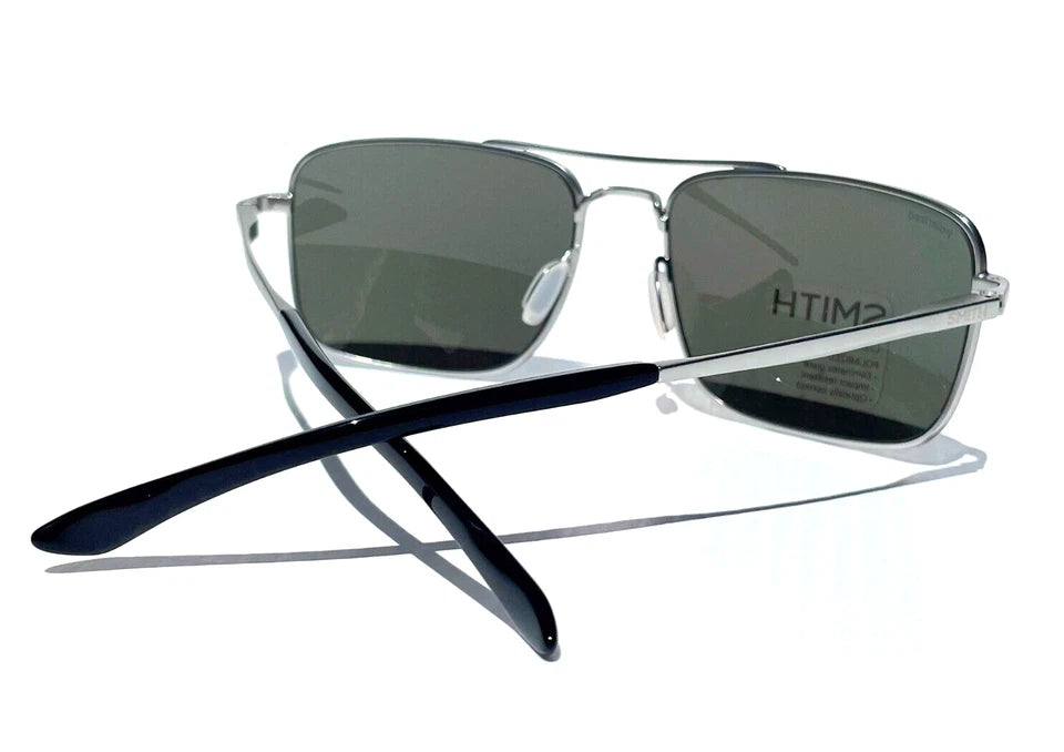 Smith Optics OUTCOME Matte Silver Carbonic POLARIZED Platinum Mirror Lens Sunglass