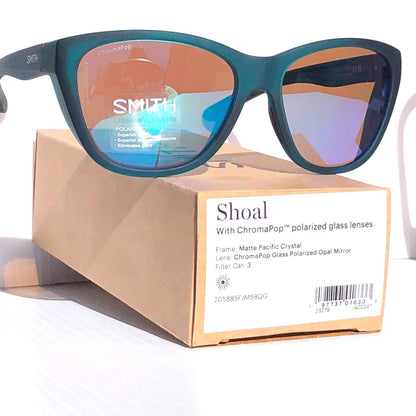 Smith Optics SHOAL Matte Pacific Crystal POLARIZED Opal mirror GLASS Lens Sunglass