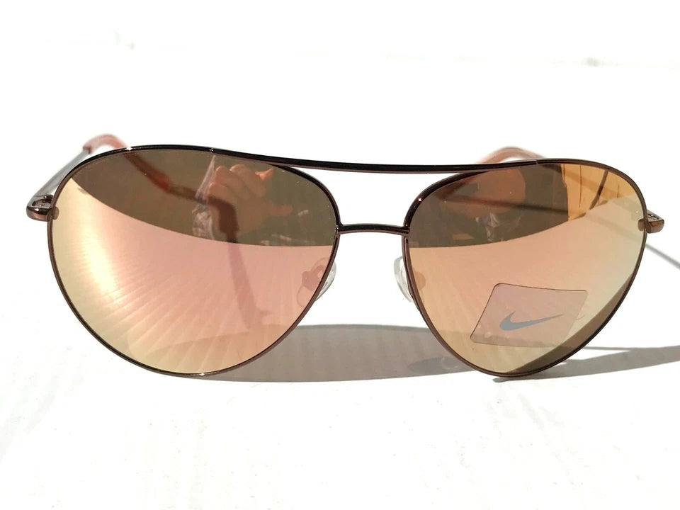 NIKE Chance ROSE GOLD 61mm Aviator Rose Gold Mirror Lens Women's Sunglass EV1218 266
